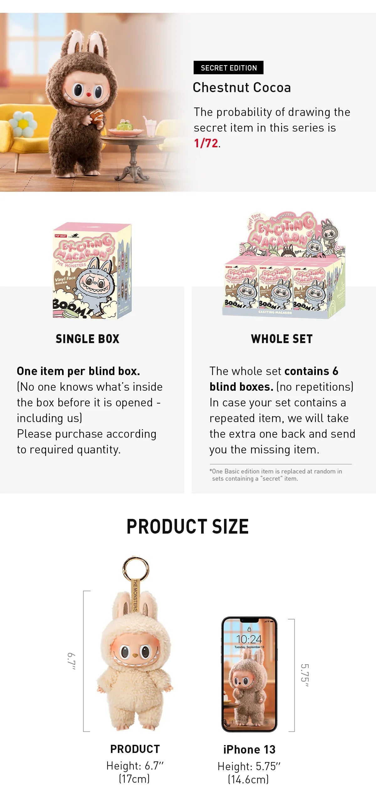 THE MONSTERS - Exciting Macaron Vinyl Face Blind Box (Set of 6) - Labubu London